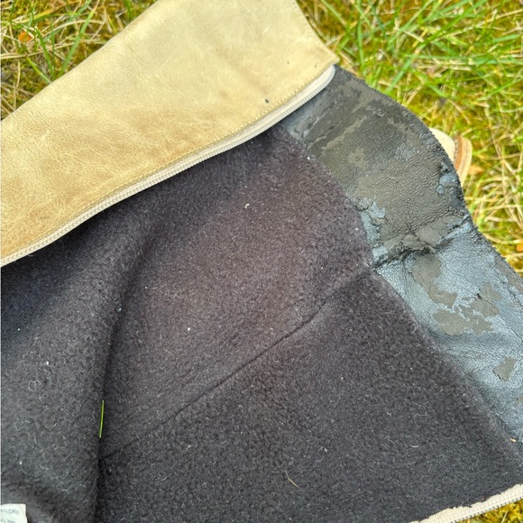 Vintage tall leather fashion boots light beige round toe side zip boots 8 - Picture 7 of 12